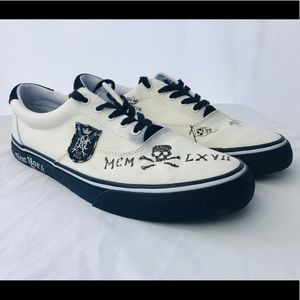 Polo Ralph Lauren Graphic White Canvas Size 9.5 D